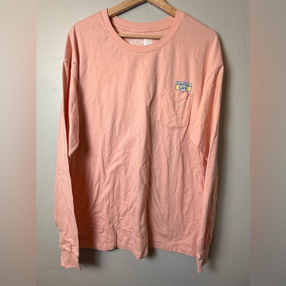 Dutch Bros T-Shirt Men L Long Slv Mauve Cotton Crew Embroidered Stitched On Logo